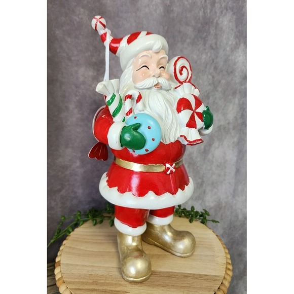 Peppermint Square Red Retro Santa Claus Christmas Candy Sweets Figurine 12.5" - Picture 2 of 9